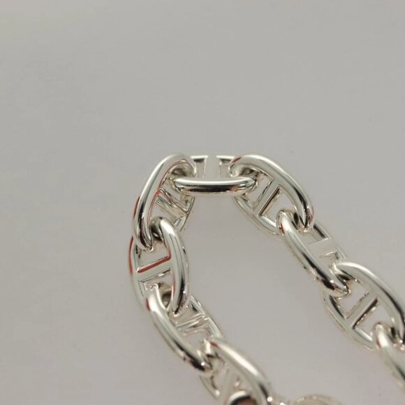 HERMES Chene Dunkle MM Bracelet Ag925 14 Links Silver Auth 132989M - Picture 4 of 12